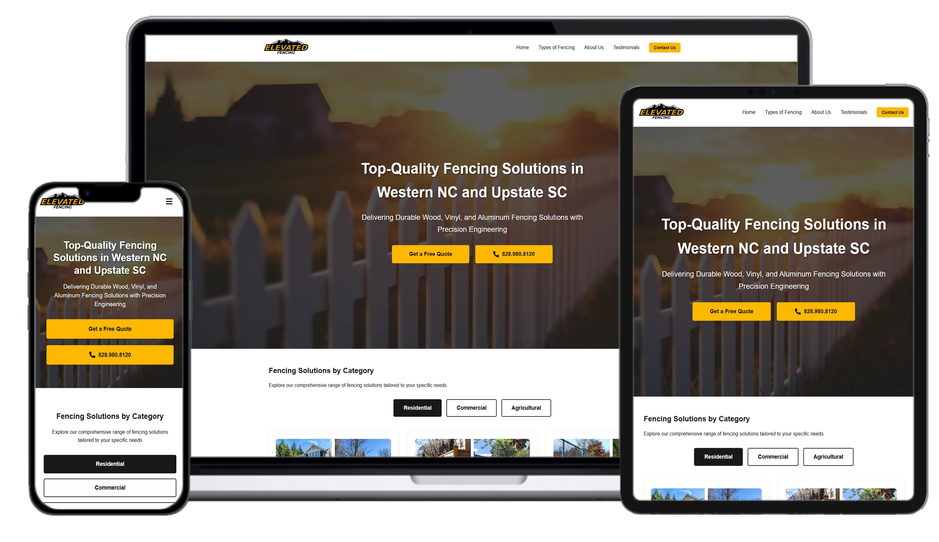 Fencing company website with 179 #1 rankings in 6 days - residential and commercial fencing services
