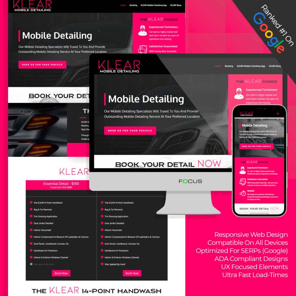klear website design